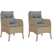vidaXL Gartenstühle mit Kissen 2 Stk. Beigemischung Poly Rattan