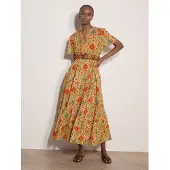 Apricot Druckkleid "Blumenkleid" mit Volant