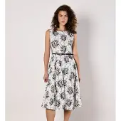 Apricot Midikleid "Midikleid mit Rosendruck" abnehmbarer Gürte, mit abmehmbarem Gürtel