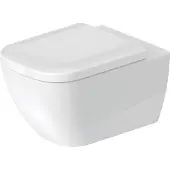 Duravit Wand-WC Happy D.2, Tiefspüler, ohne Spülrand, 540mm, mit verdeckter Befestigung, 2222090000, Farbe: Innenfarbe Weiß, Außenfarbe Weiß