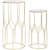 Mauro Ferretti Paar neue quadratische Telefontische aus Glas in Goldmetall und Glas - Modernes Glam-Design - Glam-Stil 1427820000
