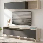 Dmora Wandregal Tambo 180x41x180 cm Schwarz, 4 Regale