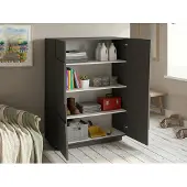 Dmora Demos Schrank 2-türig Zulimo 120x126 cm Grau 3 Regalböden