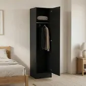 Dmora Großer Garderobenschrank Cecile 49,2x200h cm, Schwarz, 1 Tür