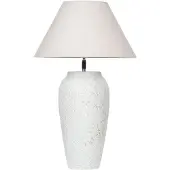 Beliani Tischlampe Weiß Keramik Vasenform 57 cm Stoffschirm Leinen Kegelform Verstellbar Langes Kabel mit Schalter Modern Schlaf- u. Wohnzimmer Leuchte