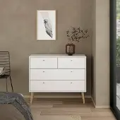 Dmora Kommode Tiffany 98,7x39,1x81,7h cm Weiß 4 Schubladen