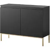 Selsey Bemmi - Sideboard 2-türig, Schwarz mit goldenem Gestell, 100 cm