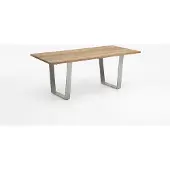 Natur24 Gartentisch Noha 200x95 Tischplatte Teakholz Trapezkufe Edelstahl gebürstet