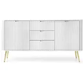 Selsey Zova - Sideboard 2-türig mit 3 Schubladen, weiß mit goldenen Beinen, 168 cm