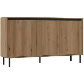 Selsey Osaka - Sideboard 3-türig mit geriffelten Fronten, Eichenholzoptik Evoke, 149 cm