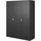 Selsey Moonir - Kleiderschrank 3-türig mit 2 Kleiderstangen, 150 cm, schwarz
