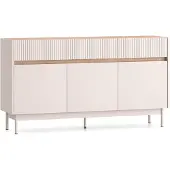 Selsey Dunea – Sideboard 3-türig mit 3 Schubladen, Kaschmirgrau/Eichenholzoptik, 154 cm