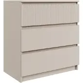Selsey Sandia – Kommode mit drei Schubladen und geriffelter Front Kaschmirgrau, 70 cm