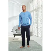 Arizona Pyjama "Schlafanzug für Herren" 1 Stück, 2 tlg. mit Knopfleiste, meliertes Oberteil