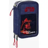 Star Wars Gefülltes Dreifach-Federmäppchen 37 Teile, Blau