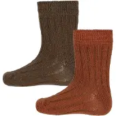 Minymo Ankle Sock - rib (2-pack) cocoa brown (281) 23\\26