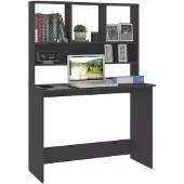 vidaXL Schreibtisch mit Regalen Grau 110x45x157 cm Holzwerkstoff