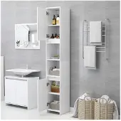 vidaXL Badezimmerschrank Weiß 30x30x183,5 cm Holzwerkstoff
