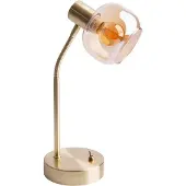 Näve Tischleuchten - Tischleuchte "LIBBY", Tischlampe im Retro Style, aus Metall und Glas in messing, 34 cm hoch, Ø 12 cm, E14-Fassung – Kippschalter