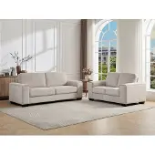 Vente-unique 3-Sitzer und 2-Sitzer Sofas – Strukturstoff – Beige – EMBAPO