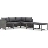vidaXL 6-tlg. Garten-Lounge-Set mit Kissen Poly Rattan Grau
