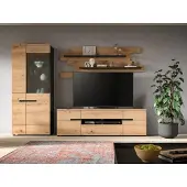 Freiraum Wohnwand >Canu< in Basalt Grau / Artisan - 280x190x44cm (BxHxT)