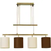 Näve Pendelleuchte - 4er Pendelleuchte "TILDE" L: 86cm braun/beige, Hängelampe im Scandi Style, ausMetall, Kunststoff und Textilmaterial in messingmatt, 116 cm hoch, Maße 86 x 15 cm, E27-Fassung