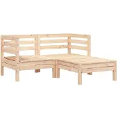 vidaXL Gartensofa 2-Sitzer mit Hocker Massivholz Kiefer