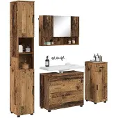vidaXL Badezimmermöbel-Set 4 Stk. Altholz Sperrholz und Metall