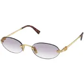 Miu Miu MUA54S Damen-Sonnenbrille Randlos Oval Metall-Gestell, gold