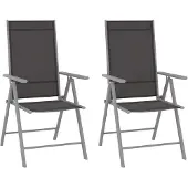 vidaXL Gartenstühle Klappbar 2 Stk. Textilene Schwarz