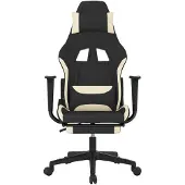 vidaXL Gaming-Stuhl mit Fußstütze Schwarz und Creme Stoff
