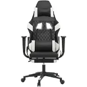 vidaXL Gaming-Stuhl mit Fußstütze Schwarz und Weiß Kunstleder