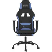 vidaXL Gaming-Stuhl mit Massage & Fußstütze Schwarz und Blau Stoff