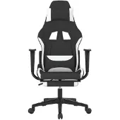 vidaXL Gaming-Stuhl mit Fußstütze Schwarz und Weiß Stoff