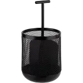 Assheuer & Pott APS 11755 Besteckbehälter DART, Metall, Ø 12 cm, Höhe 25 cm, möbelschonende Unterseite, 3 Fächer, schwarz