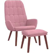 vidaXL Relaxsessel mit Hocker Rosa Samt
