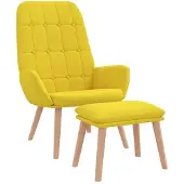 vidaXL Relaxsessel mit Hocker Hellgelber Stoff