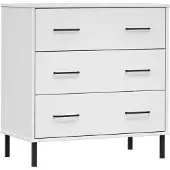 vidaXL Sideboard OSLO mit 3 Schubladen Weiß 77x40x79,5 cm Massivholz