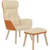 vidaXL Relaxsessel mit Hocker Creme Kunstleder & Stoff