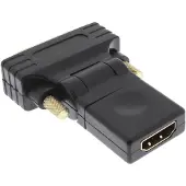 InLine HDMI-DVI Adap., HDMI BU auf DVI ST, flex. Winkel, verg. Kont., 4K2K kom., DVI-D male, DVI, Schwarz