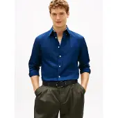 Tommy Hilfiger Langarmhemd "LINEN BLEND SOLID BTD" Regular Fit Leinen