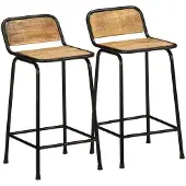 vidaXL Barhocker 2 Stk. 46x35,5x80 cm Raues Mango Massivholz