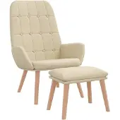 vidaXL Relaxsessel mit Hocker Creme Stoff