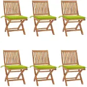 vidaXL Klappbare Gartenstühle mit Kissen 6 Stk. Massivholz Teak