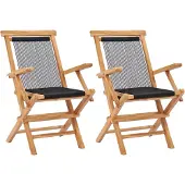 vidaXL Klappstühle, 2 Stück, aus massivem Teakholz und Seil