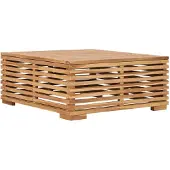 vidaXL Gartentisch und Fußhocker Set mit Creme Kissen Teak Massivholz