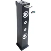 Inovalley HP49CD Bluetooth Karaoke Sound Tower mit CD-Player, 100W, FM, USB, SD/MMC & AUX-in, 2 Mikrofone, Fernbedienung, Schwarz