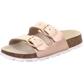 Superfit Pantolette "WMS: mittel", Damen, Gr. 24, ungefüttert, rosa (bronzefarben), Lederimitat, Schuhe Pantolette, Schlappen, Hausschuh mit Schnallen, Größenschablone zum Download