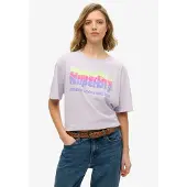 Superdry Rundhalsshirt "SU-NEON RAINBOW OVERSIZED TEE" Oversize-Passform, aus Baumwolle, bedruckte Optik, mit kurzem Ärmel
